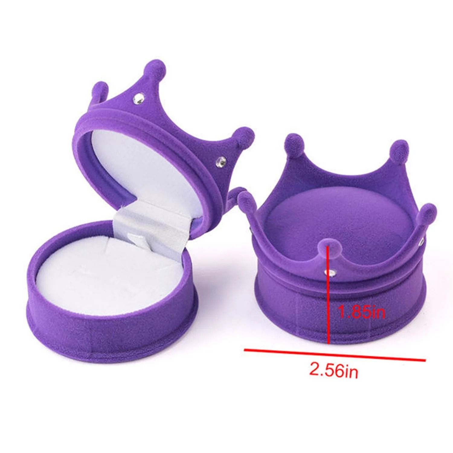 Crown Velvet Jewelry Box Ring Necklace Gift Display Case