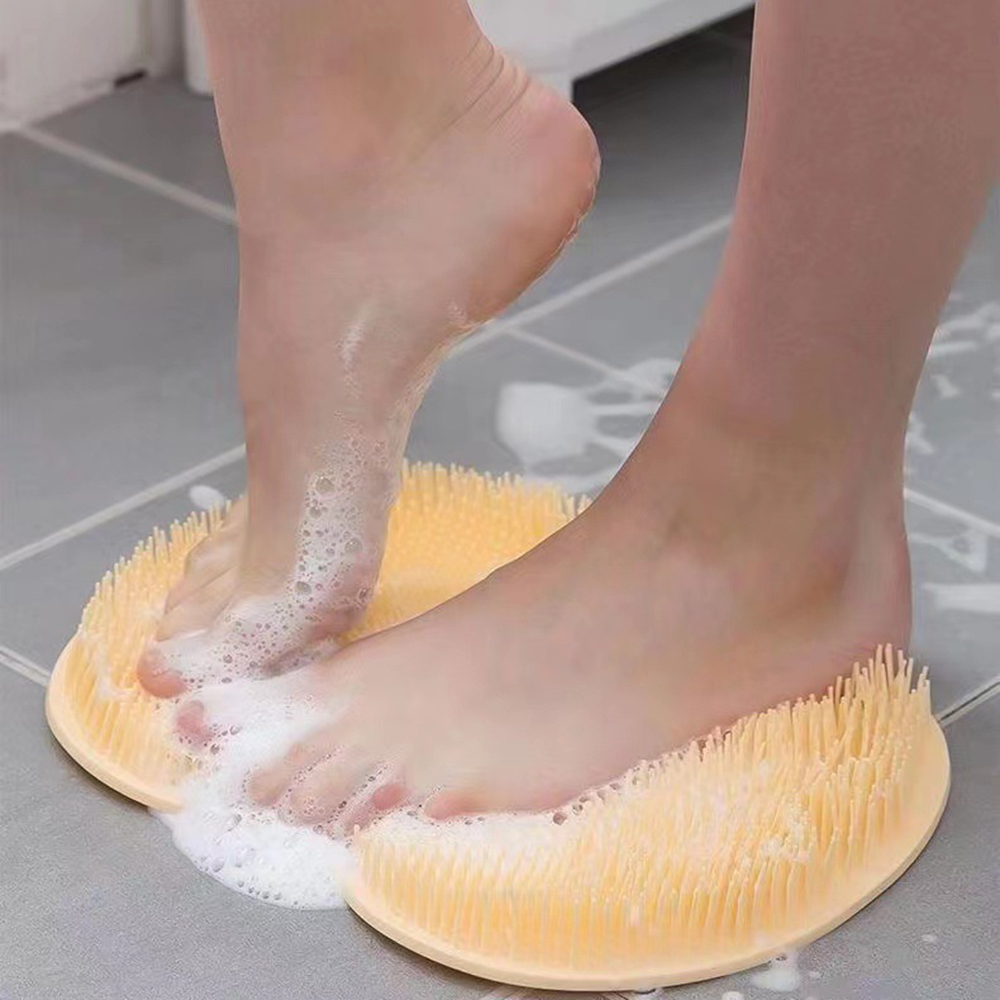 Anti Slip Shower Foot Scrubber Mat with Suction Cups & Massage Cleaning Pad