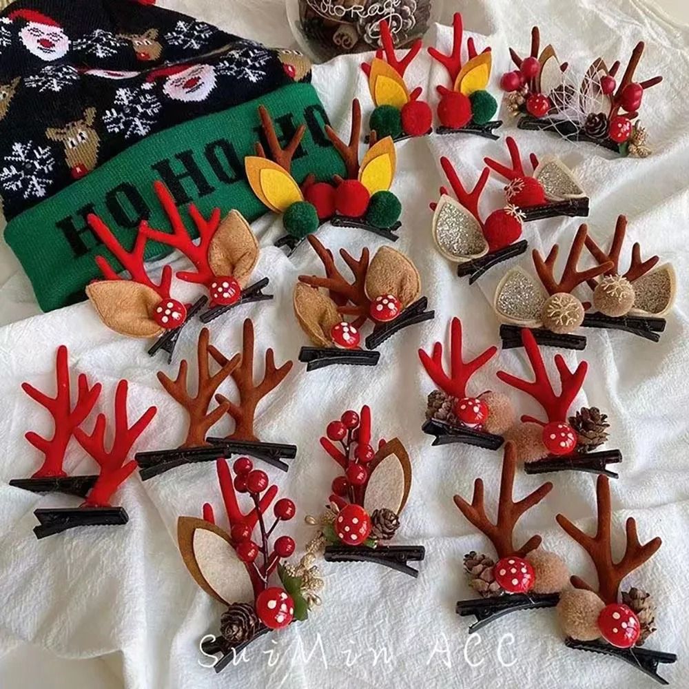 Festive Antler Hair Clip Set