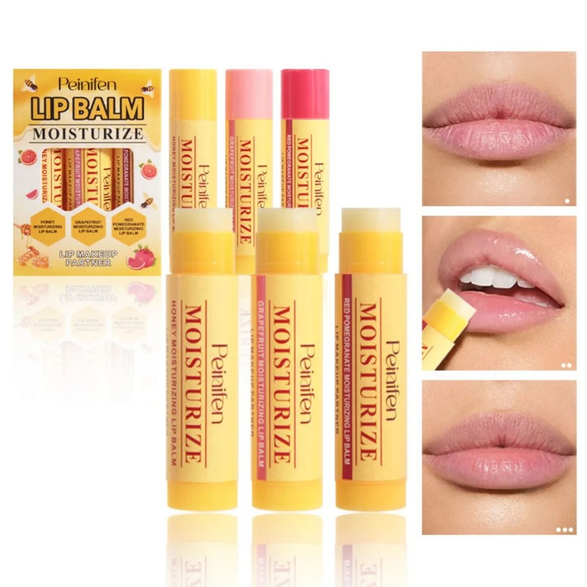 Natural Moisturizing Lip Balm Set with Plant-Based Hydration for Soft Smooth Lips