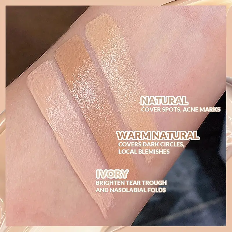 Makeup 3 Color, 3 in 1 Face Concealer, Perfect Concealer for Dark Circles, Blemishes, Contours Balm for All Skin Types