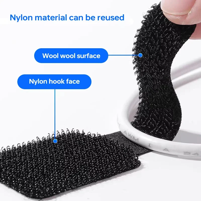 Adjustable Reusable Cable Ties Self Adhesive Cord Organizer Fastening Wire Holder Desk Management