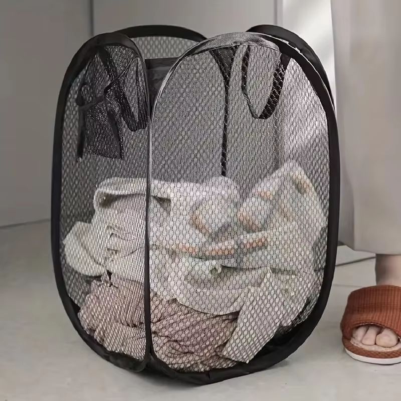 Foldable Mesh Pop-Up Laundry Storage Basket Large Capacity Hamper
