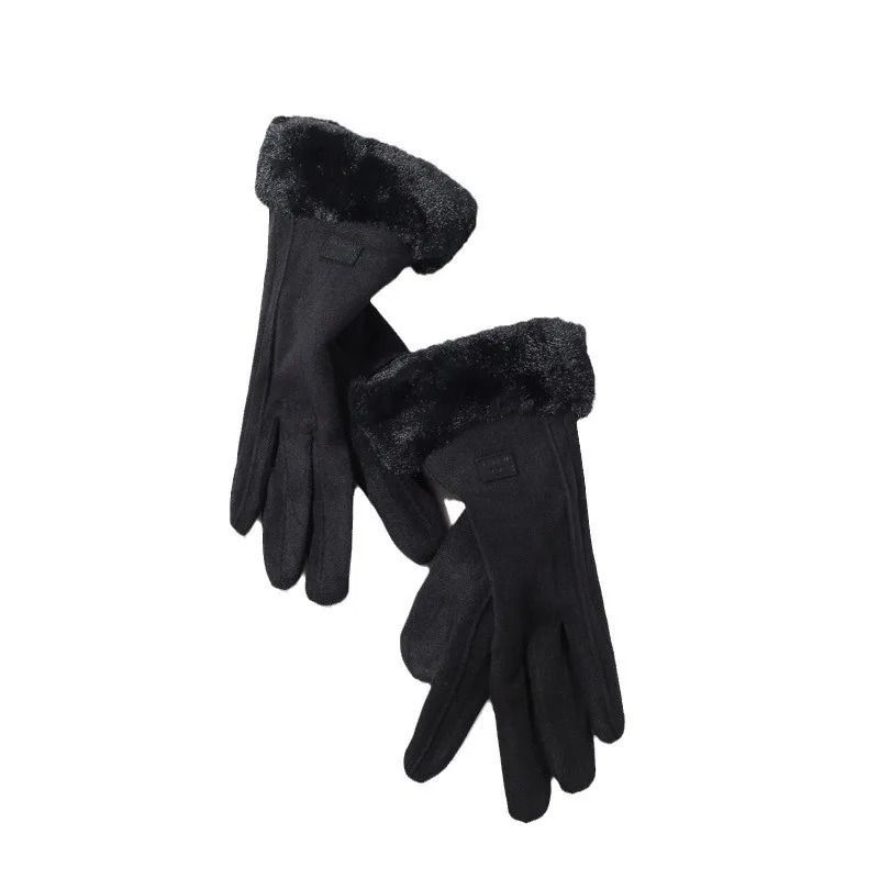 Women Winter Plush Suede Touchscreen Gloves Warm Fashion Mittens