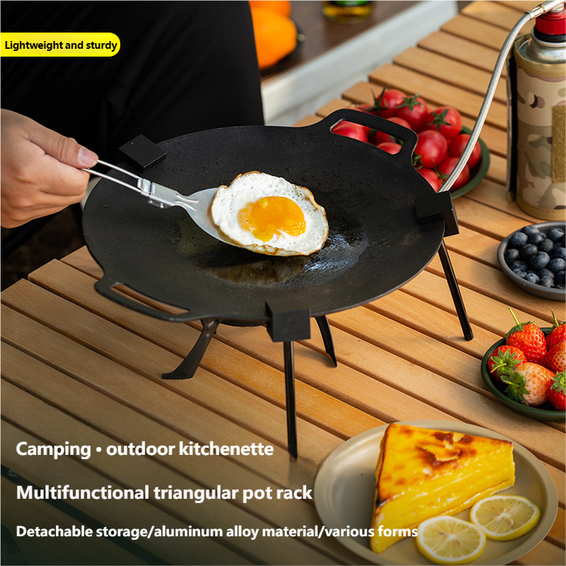 Portable BBQ Triangular Bracket Grill Pot Rack Adjustable & Detachable, Perfect for Outdoor Camping & Cooking