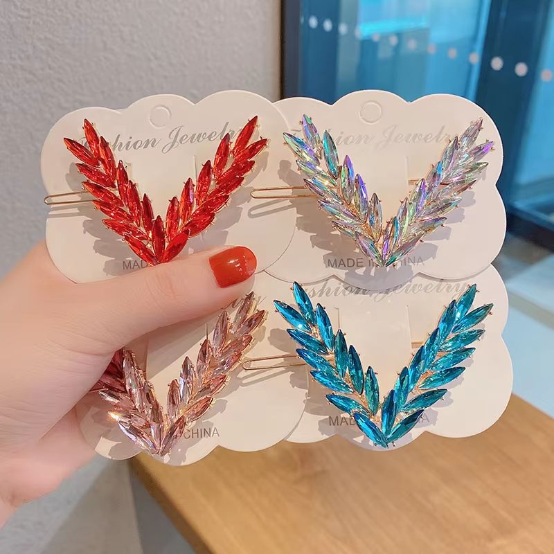 LuxV Crystal V-Shape Hair Clip Set – Luxury Korean Style Buckle Hairpins for Women & Girls