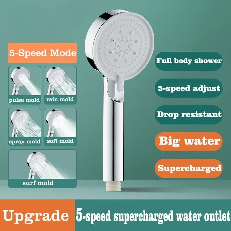 Water Saving High Pressure Shower Head with Adjustable Modes and One Key Stop