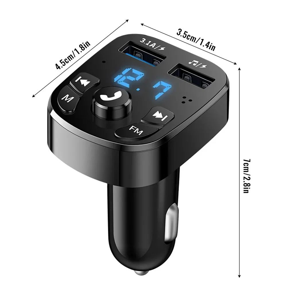 Bluetooth FM Transmitter Car Charger with Dual USB Fast Charging and MP3 Player