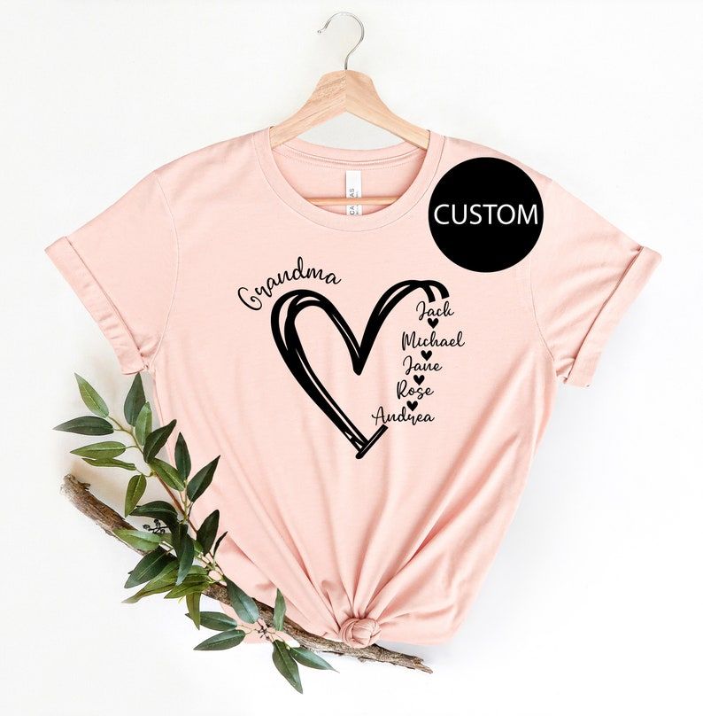 Custom Mama Shirt, Personalized Mom Shirt, Shirt with Kids Names, Gift for Mom Mama, Mom Heart Shirt,