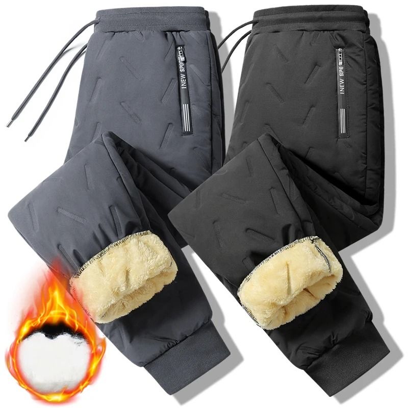 Winter Thickened Women Pants Warm Plush Straight Drawstring Trousers