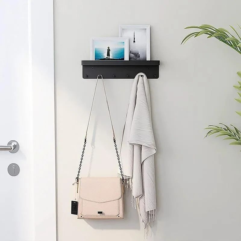 Wall Mounted Key Holder with Shelf and 6 Hooks