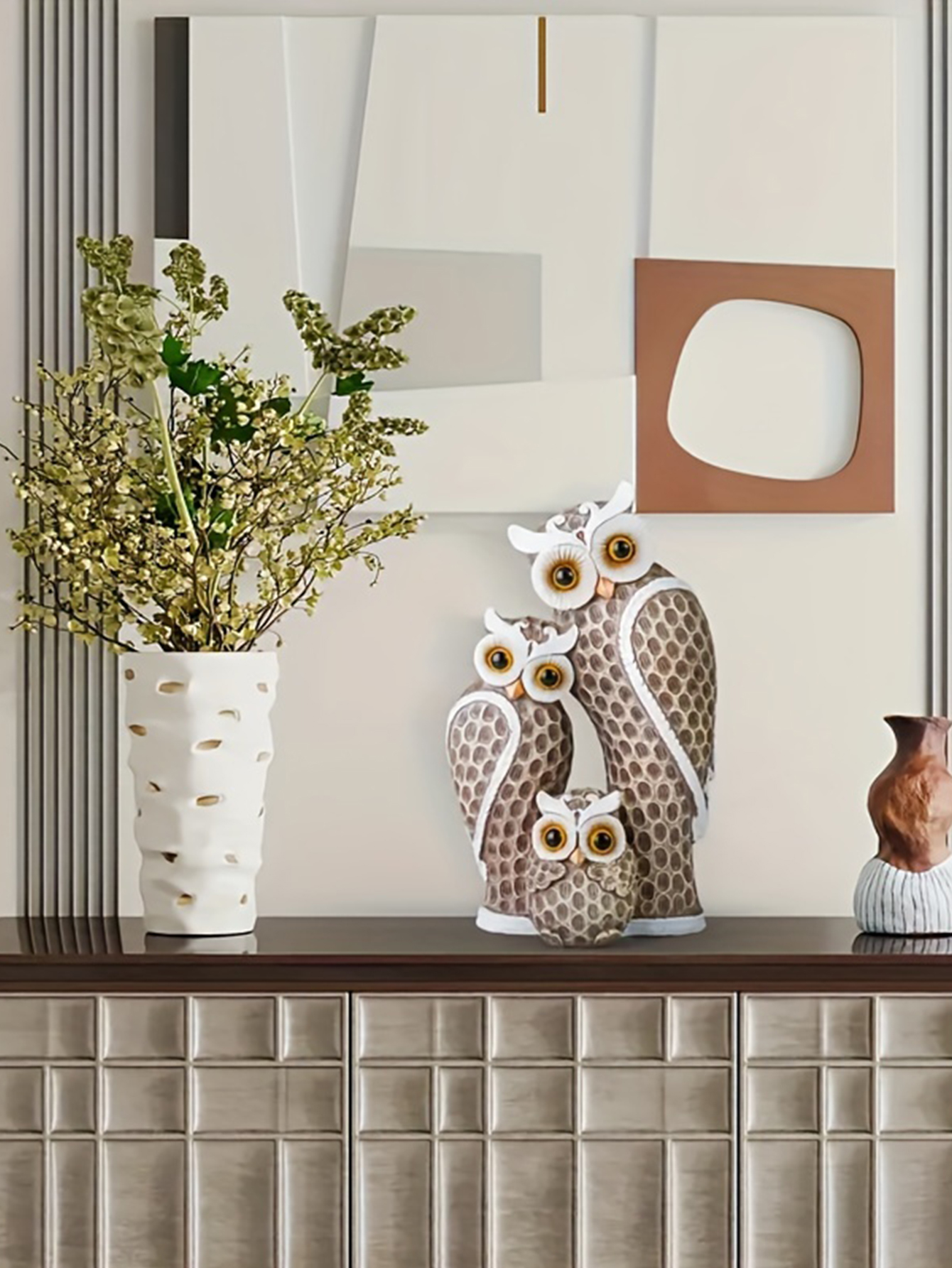 Resin Owl Family Decor Elegant Home Decoration for Living Room, Bookshelf, or TV Stand