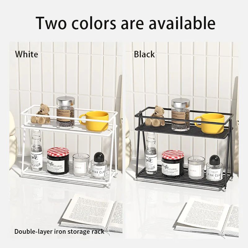 Double Layer Cup Storage Rack for Kitchen Counter and Tea Set Organizer