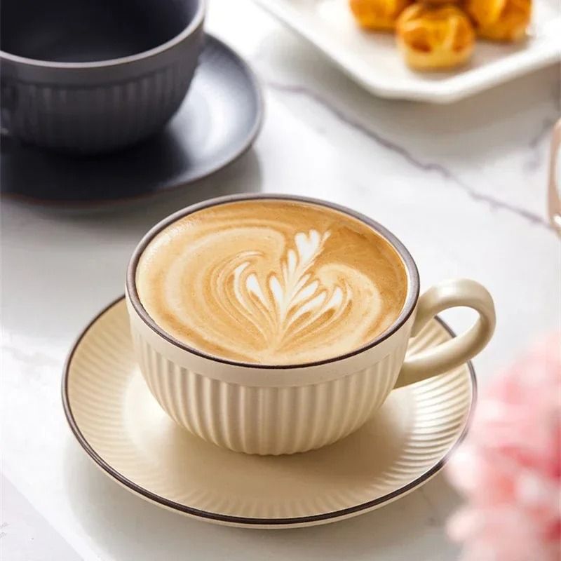 Retro Pumpkin Ceramic Cup and Saucer Set