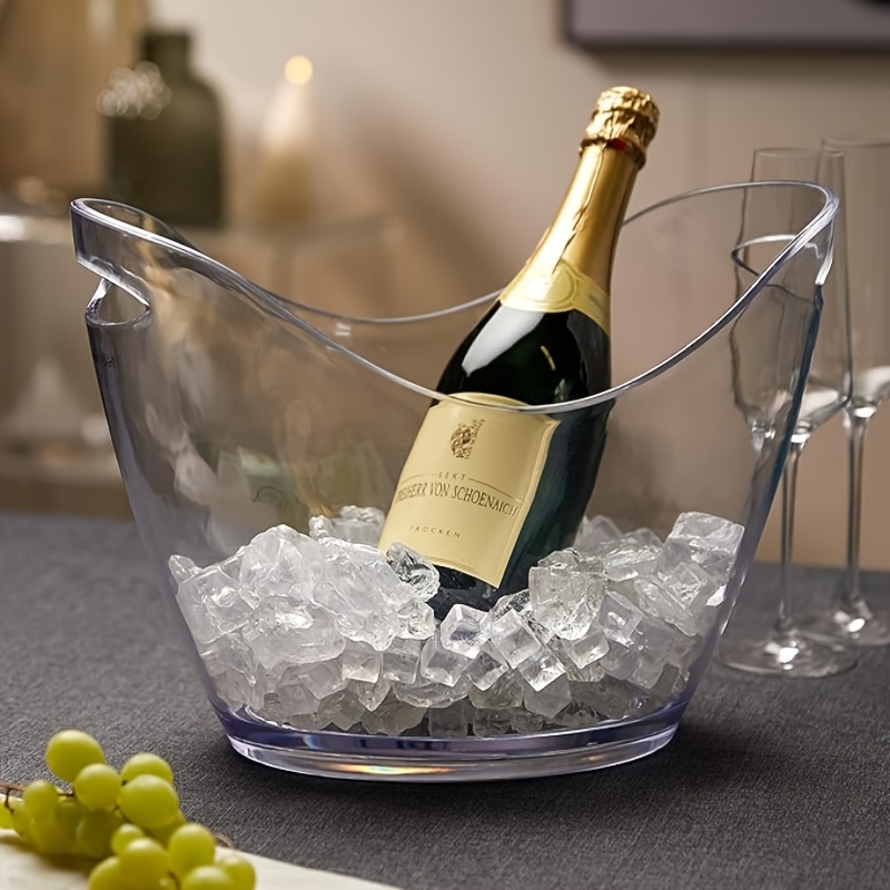 Elegant Acrylic Ice Bucket, Transparent Beverage Cooler for Champagne, Wine, Beer, Soda, Perfect for Parties and Bars