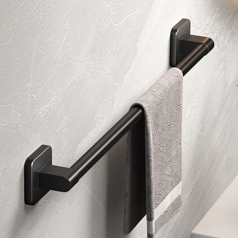 Self Adhesive Bathroom Towel Holder No Drilling, Modern Black & White Towel Rack for Easy Installation
