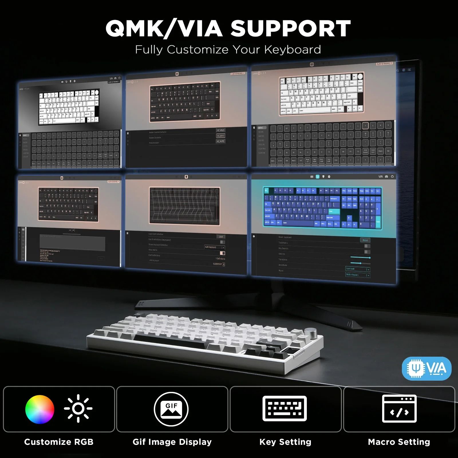 YUNZII AL80 Wireless Mechanical Keyboard Full Aluminum LCD Display