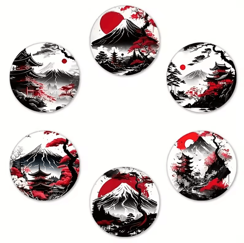 6-Piece Japanese Wooden Coaster Set – Non-Slip Heatproof Drink Coasters