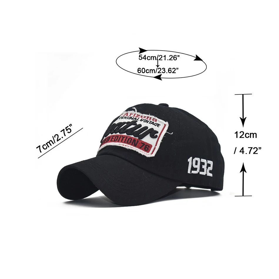 Men's Letter Embroidery Baseball Cap – Adjustable Cotton Snapback Casual Hat