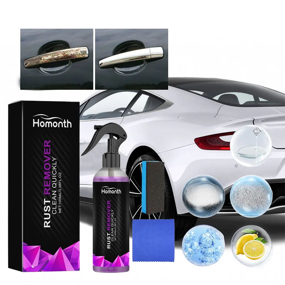 3.38 oz Car Rust Remover Spray – Iron Dust Cleaner & Paint-Safe Rust Inhibitor for Wheels & Body