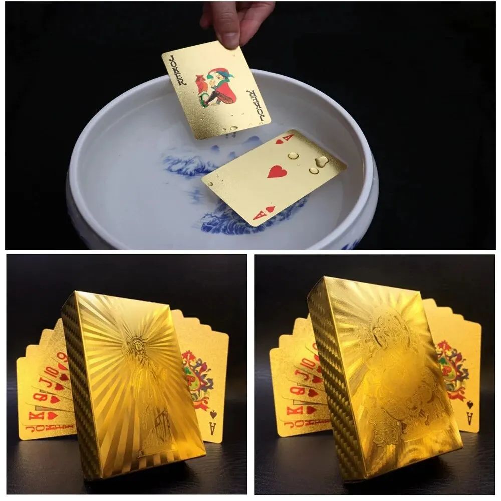 55pcs RoyalLux 24K Gold Foil Playing Cards – Waterproof Plastic Poker Deck