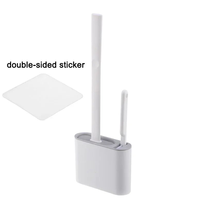 Double-use Silicone Toilet Brush, Bathroom Wall Cleaning Tool Set, Non-dead Angle Toilet Brush, Wall Hanging Household