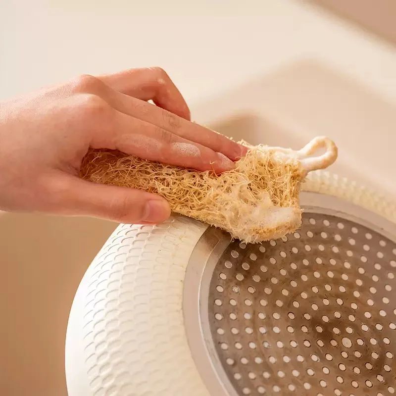 Double Layer Natural Loofah Kitchen Sponge Eco Friendly Scrubber Pads
