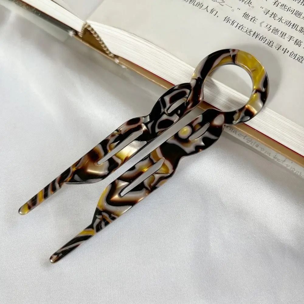 U-Shaped Acetate Hair Stick and Professional Bun Clip