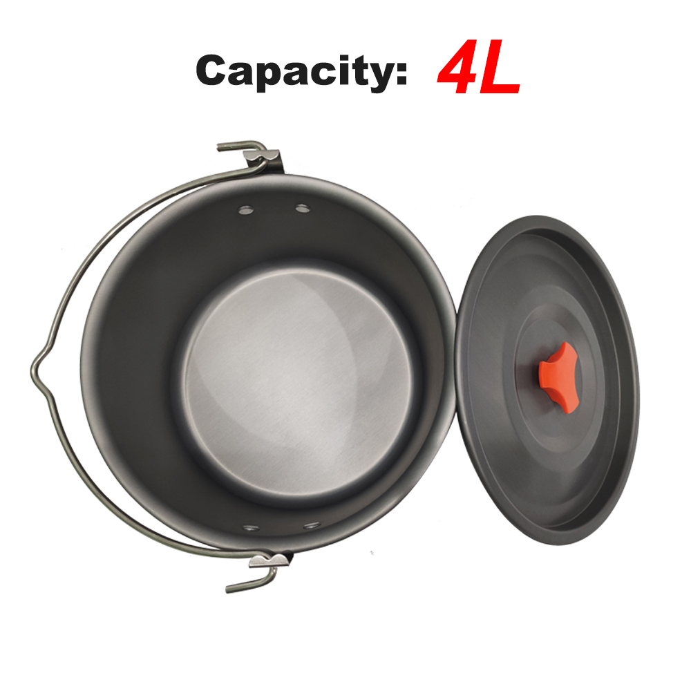 Portable Camping Hanging Pot Non Stick Campfire Cooking Pot for Outdoor Cooking and Hiking