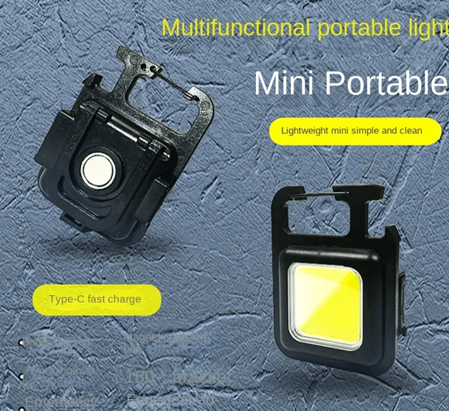 Mini LED Flashlight Keychain USB Rechargeable COB Camping Work Light