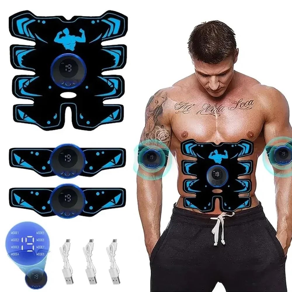 USB Rechargeable EMS Muscle Stimulator ABS Arm 3 in 1 Trainer Wireless Fitness Body Slimming Device