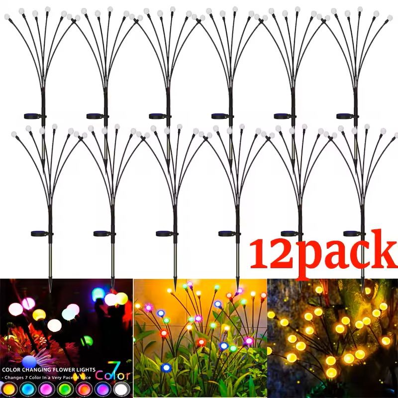 Starburst Solar Firefly Garden Lights – Waterproof Outdoor LED Pathway Decor (1 to 12 Pack)