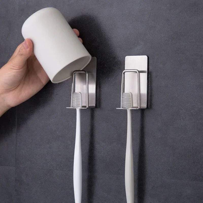Stainless Steel Wall Mount Toothbrush Holder Bathroom Rack