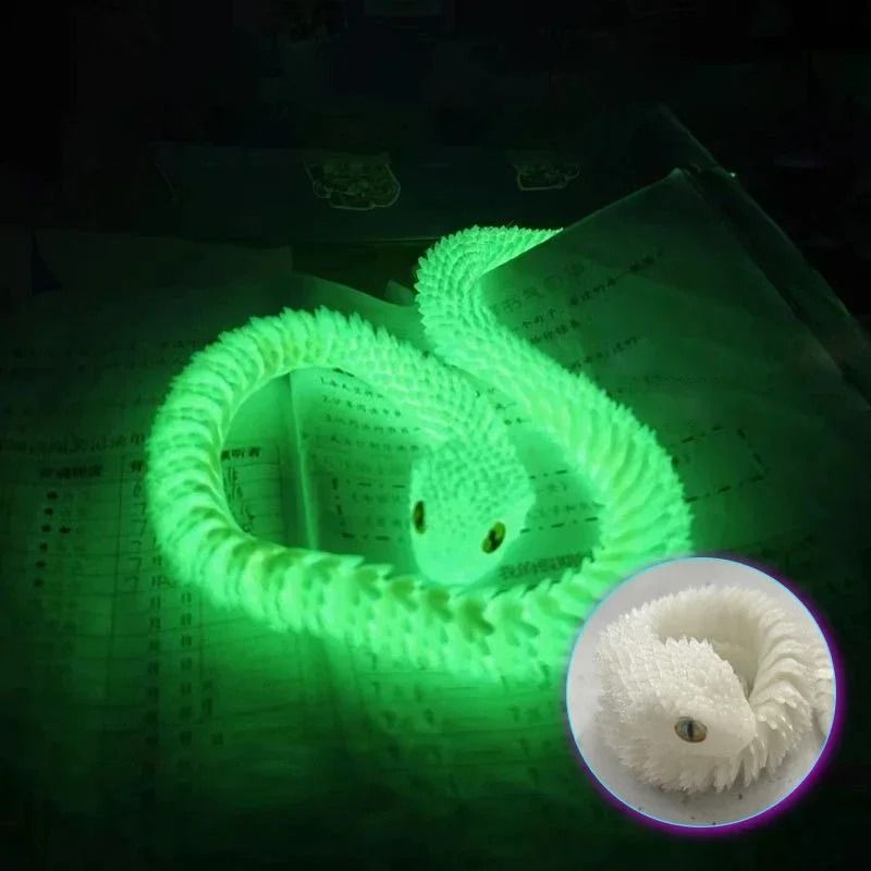 3D Printed Articulated Snake Figure Bush Viper Dragon Toy