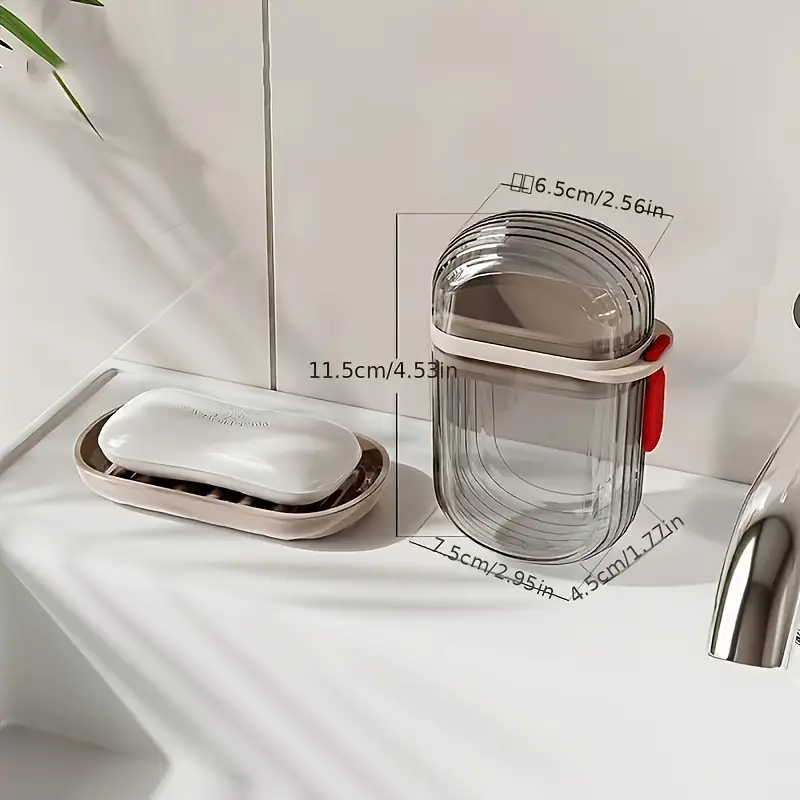 Leakproof Travel Soap Case with Drain Tray Portable Soap Box for Trips, Gym and Camping