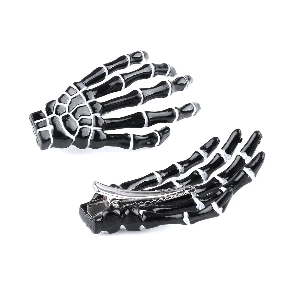 Skull Hand Bone Hairpin Set – 2-Piece Ghost Skeleton Gripper Hair Clips