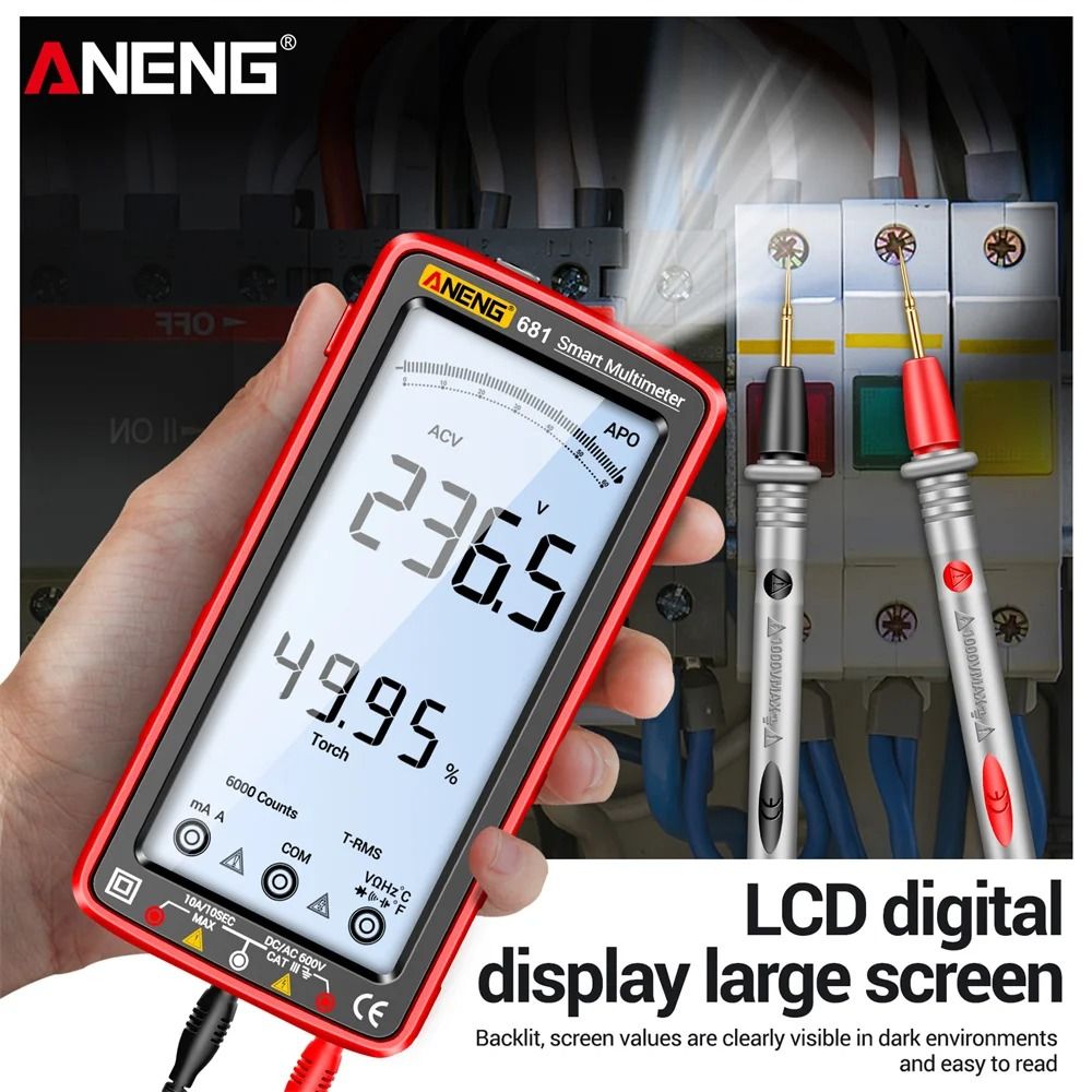 ANENG 681 Rechargeable Professional Multimeter with Non-Contact Voltage and LCD Screen