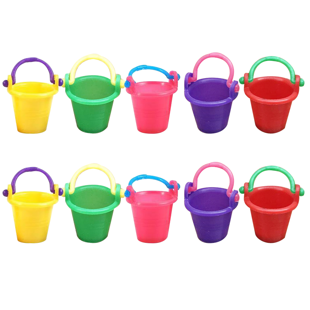 Miniature Beach Buckets Set for Dollhouse Decor, Fairy Garden Accessories and Crafts