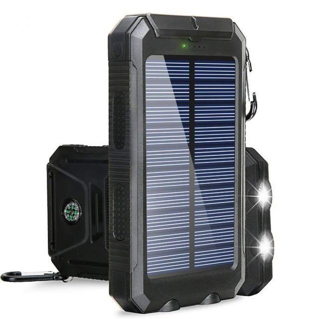 Solar Power Bank Portable Solar Charger with LED Flashlight for Smartphones and Outdoor Travel