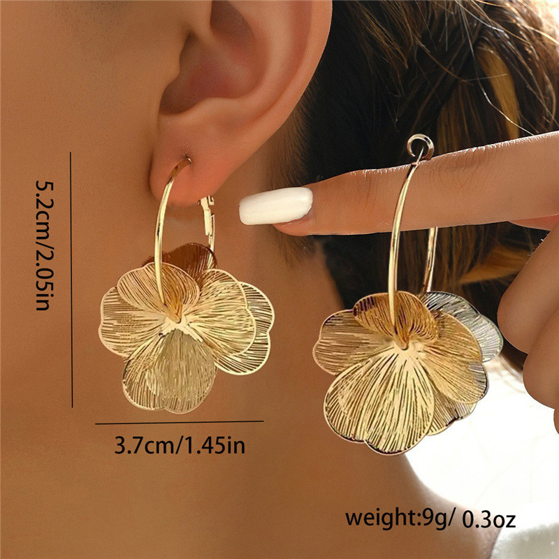 Exquisite Butterfly Flower Pendant Earrings, Golden Vintage Earring, Fashion Wedding Party Jewellery Accessories