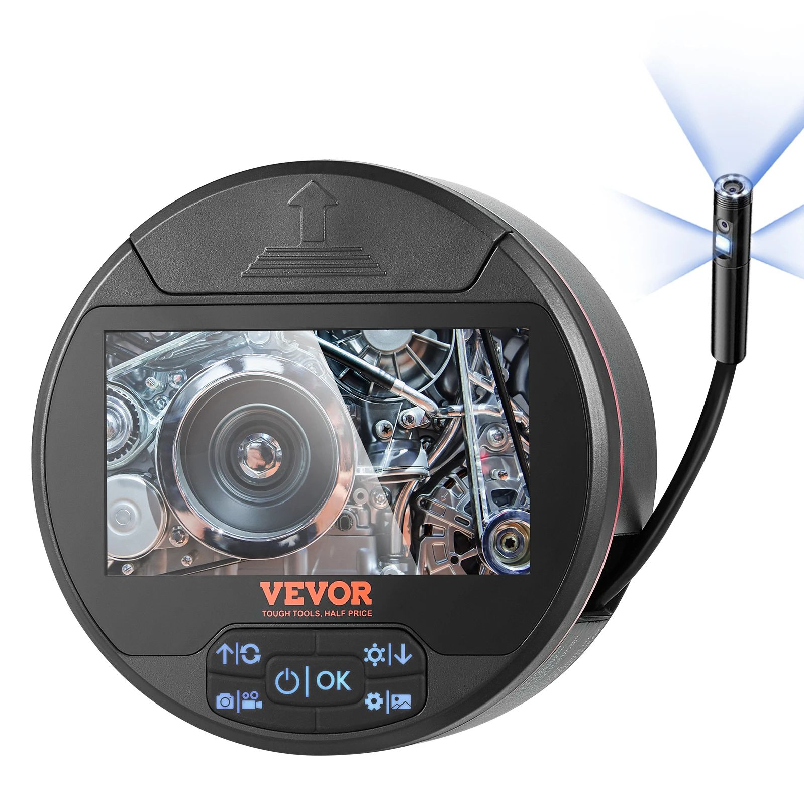 VEVOR Triple Lens Endoscope Camera with IPS Screen, Waterproof Inspection Borescope for Automotive, Plumbing, HVAC