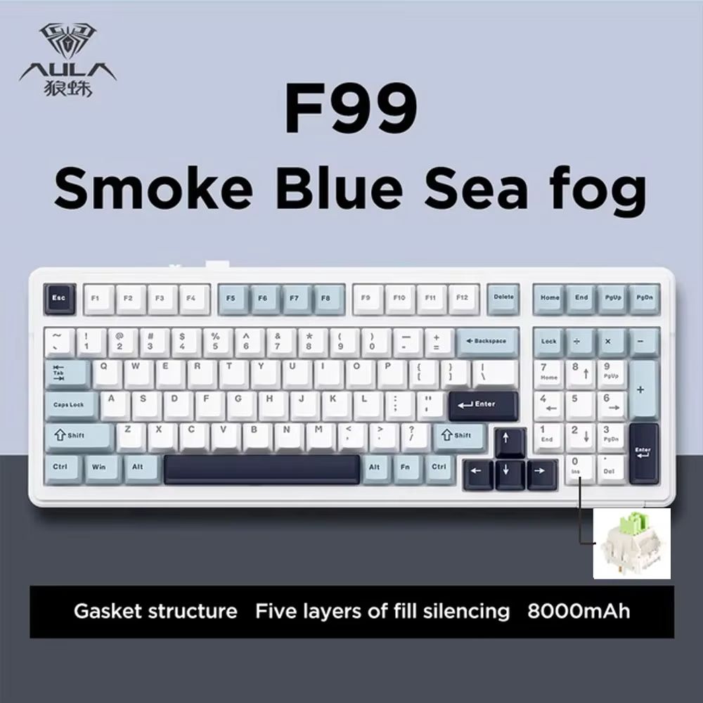 AULA F99 Wireless Mechanical Gaming Keyboard – 99-Key RGB Hot-Swappable with Bluetooth & Wired Modes
