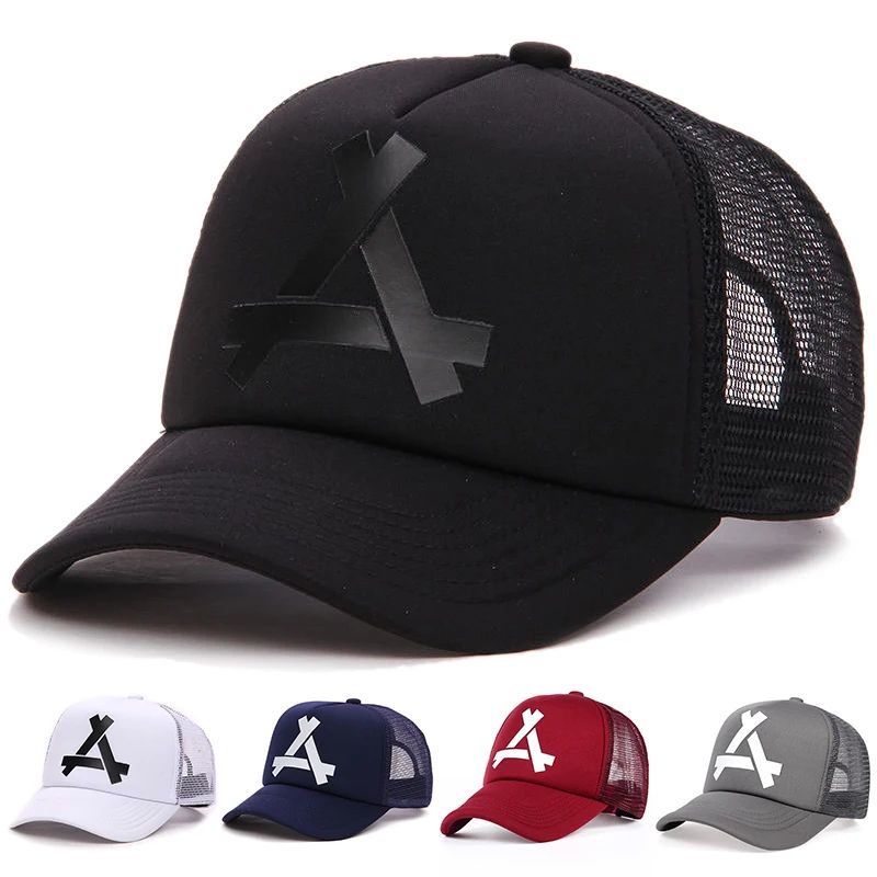 Unisex A Letter Mesh Trucker Baseball Cap
