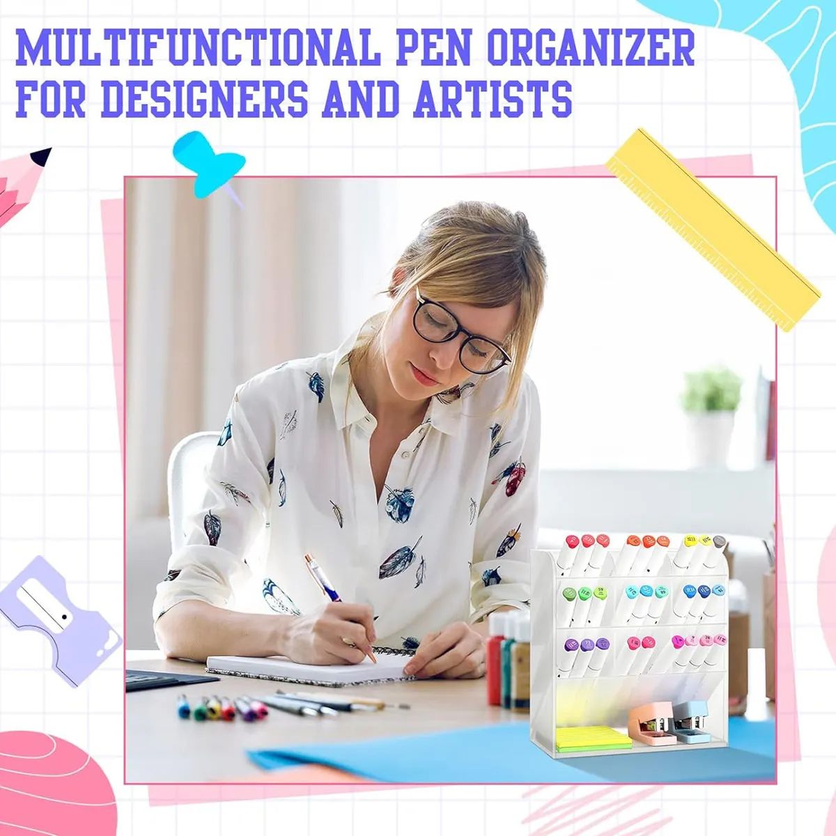 Transparent Large Capacity Multifunction Desktop Pen Holder