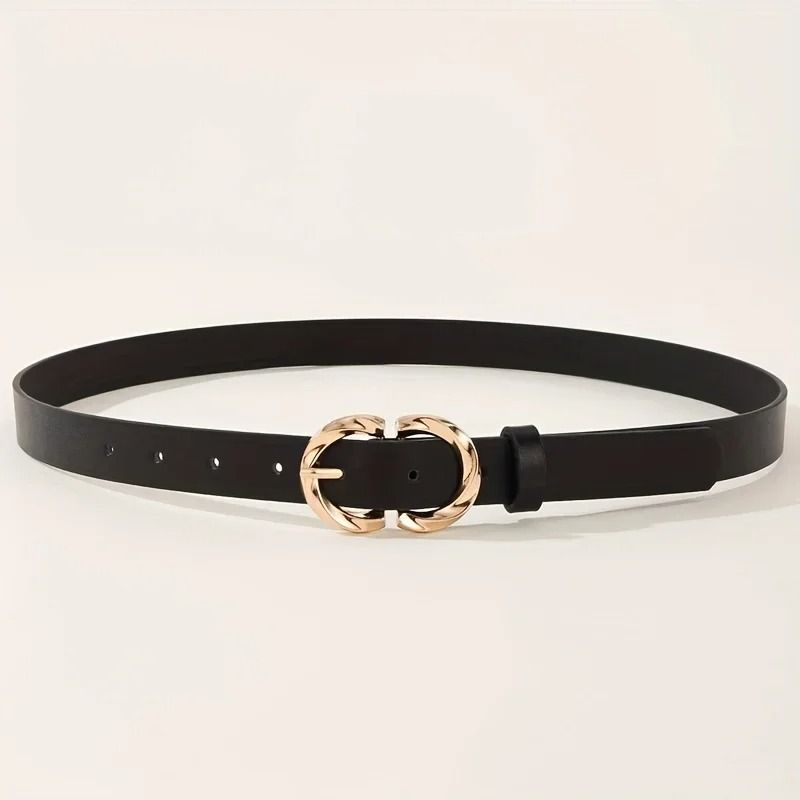 Classic PU Belt With Metal Buckle for Jeans and Dresses