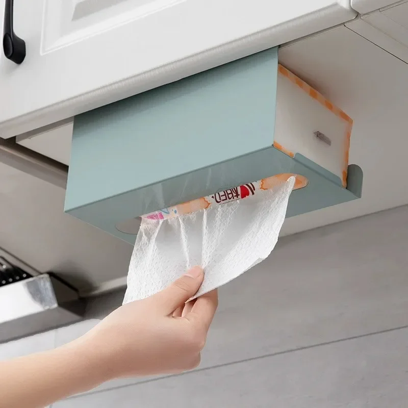Under Cabinet Paper Towel Holder and Tissue Box Organizer with Strong Iron Load Bearing Rack