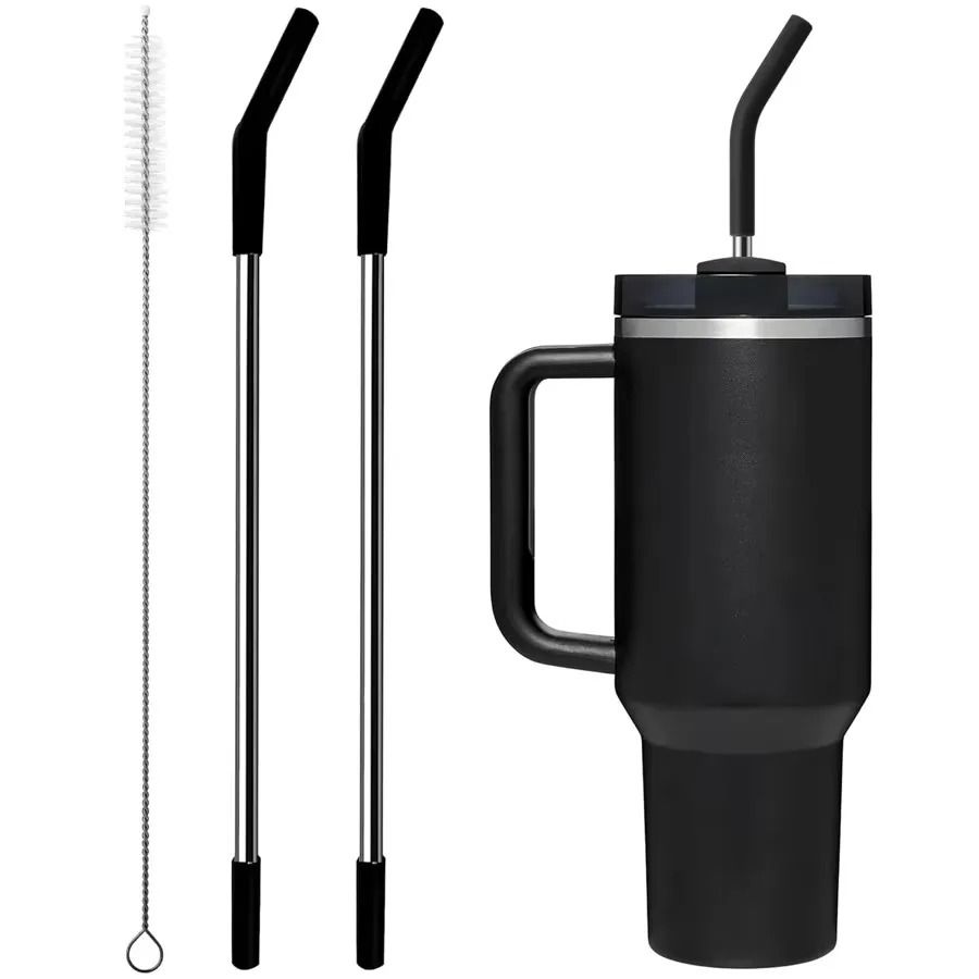 Stainless Steel Straw with Silicone Tip Replacement Set for Tumbler Cups