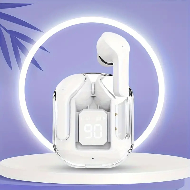 Wireless Bluetooth Earphone, Transparent Headphones, LED Power Digital Display, Stereo Sound Earphones