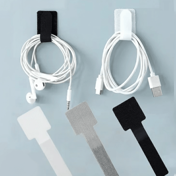 Cord Organizer Straps, Reusable Cable Ties, Adjustable Fastening Wire Holder, Self Adhesive Desk Management