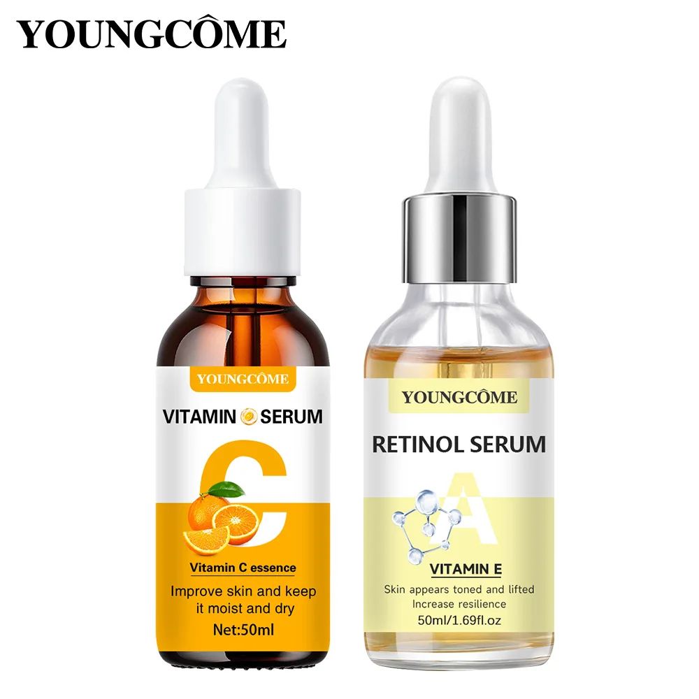 SADOER Vitamin C Retinol Serum Set Hydrating Anti Aging Face Serum for Fine Lines and Smooth Radiant Skin (2pcs)